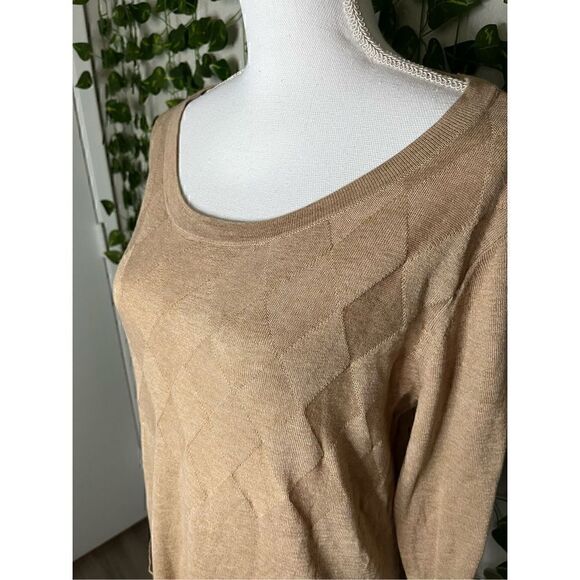 August Silk Tan Heather Cotton Blend Long Sleeve Tunic Top Size Large NWT - Picture 3 of 6